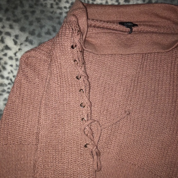 Dusty Pink/Blush Off The Shoulder Sweater - Picture 5 of 6